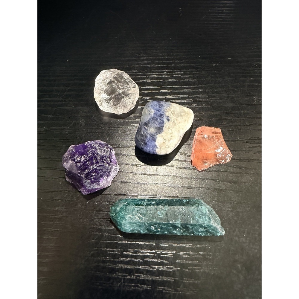 Mixed Crystal Mineral Stone Specimen Lot of 5 Rough Tumbled Decorative Rocks